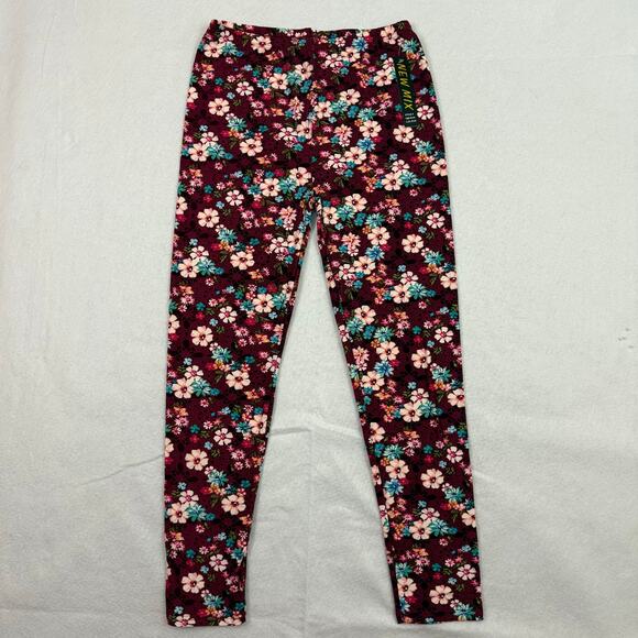 New Mix Plus One Size Floral Leggings Burgundy Pink Blue Stretch Soft
 NWT - Picture 3 of 10